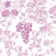 Tkanina 42983 | Wzór Botaniczny Winorośl - Fiołkowy na Białym Tle  