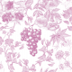 Fabric 42983 | Wzór Botaniczny Winorośl - Fiołkowy na Białym Tle  