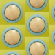 Fabric 43208 | Niebieski kwiat na limonkowym tle