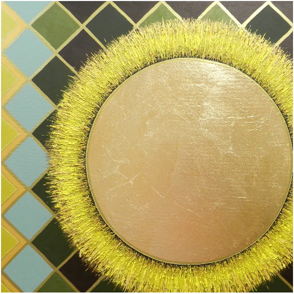 Tkanina 43209 | Kwiat cytrynowy na geometrycznym tle1