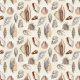 Fabric 43244 | Muszle i Skarby Morskiego Wybrzeża - Kremowe Tło 