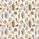 Fabric 43244 | Muszle i Skarby Morskiego Wybrzeża - Kremowe Tło 