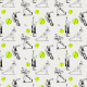 Fabric 43276 | Tenis - Monochromatyczny Szary wzór z Zielonymi Piłkami 
