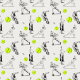 Fabric 43276 | Tenis - Monochromatyczny Szary wzór z Zielonymi Piłkami 