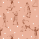 Tkanina 43282 | Gra w golfa i Białe kropki na Różowym Tle 