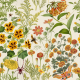 Tkanina 43296 | Jesienny Ogródek z Owadami Na Kremowym Tle