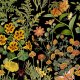 Fabric 43298 | Jesienny Ogródek z Owadami Nocą - Czarne Tło 