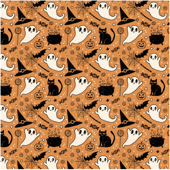 Tkanina 43540 | Halloween with ghosts FK004