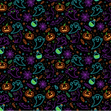 Tkanina 43541 | Neon Halloween FK001