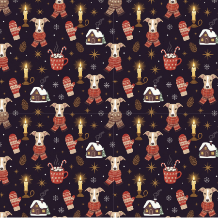 Tkanina 43611 | Merry Whippet Christmas FK 006