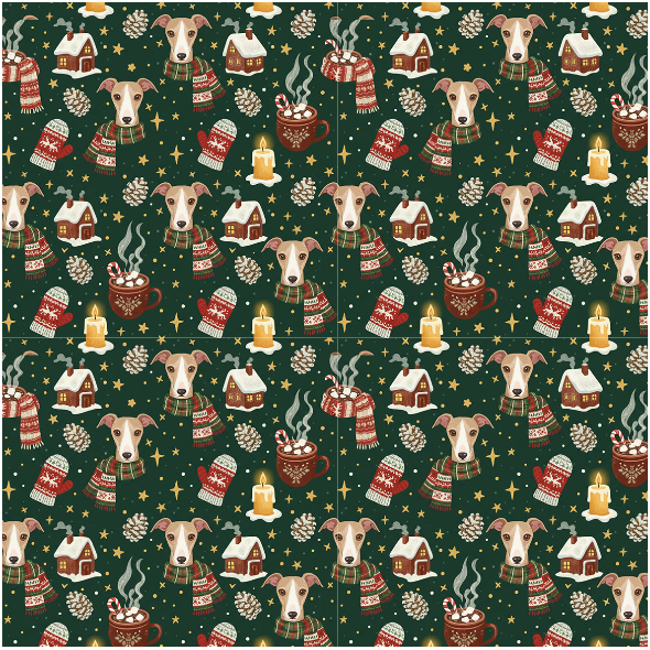 Tkanina 43623 | Merry Whippet Christmas FK 0014