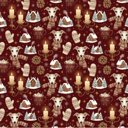 Tkanina 43628 | Merry Whippet Christmas FK 0015