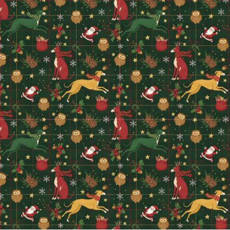Tkanina 43641 | Merry Whippet Christmas FK 028