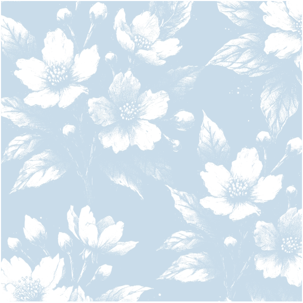 Fabric 43722 | BIAŁE KWIATY JAŚMINU NA NIEBIESKIM PASTELOWYM TLE 