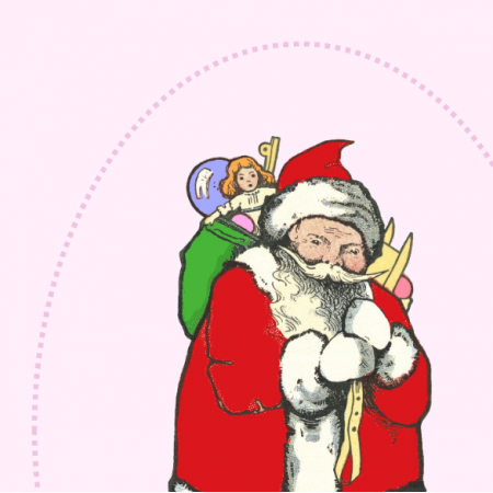 43730 | Święty Mikołaj Przytulanka Do Uszycia - Różowe Tło 