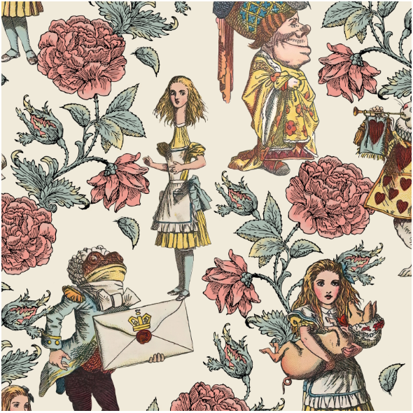 Fabric 43765 | Alicja W krainie cZarów i Ogród Różany - Kremowe Tło 