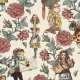 Tkanina 43765 | Alicja W krainie cZarów i Ogród Różany - Kremowe Tło 