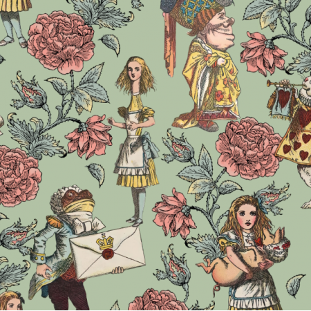 43767 | Alicja w Krainie Czarów i Ogród Różany - Zielone Tło 