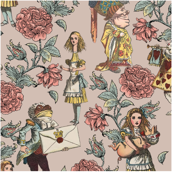 Fabric 43768 | Alicja w Krainie Czarów i Ogród Różany - Brudny Róż 