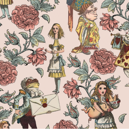 43769 | Alicja w Krainie Czarów i Ogród Różany - Różowe Tło 