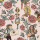 Tkanina 43769 | Alicja w Krainie Czarów i Ogród Różany - Różowe Tło 