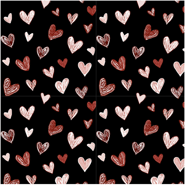 Tkanina 45031 | Sketchy Heart Drift 26 FK 001 black  60 pc