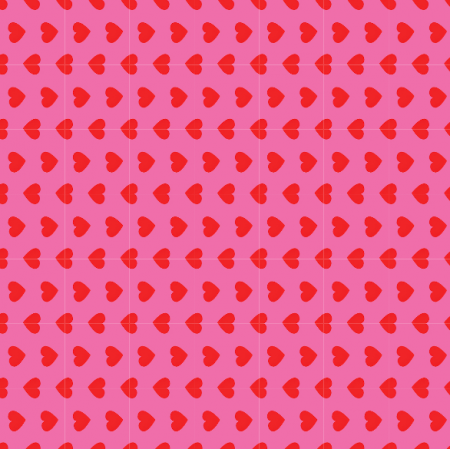 45035 | Red hearts on hot pink 100pc