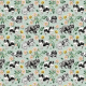 Tkanina 45169 | Pieski Spaniele Miniaturowe i Dzika Róża - Zielowe Tło 