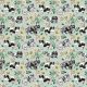 Tkanina 45169 | Pieski Spaniele Miniaturowe i Dzika Róża - Zielowe Tło 