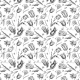 Tkanina 45170 | Tulipany i Owady - Czarno-białe 