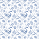 Tkanina 45171 | Tulipany i Owady - Niebiesko-Białe 