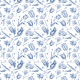 Tkanina 45171 | Tulipany i Owady - Niebiesko-Białe 