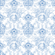 Fabric 51425 | ROCOCO Ozdobny wzór z Fantastycznymi Postaciami i Zwierzętami - Biało-Niebieski  