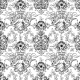 Fabric 51427 | ROCOCO Ozdobny Wzór z Fantastycznymi Postaciami i Zwierzętami - Czarno-Biały 