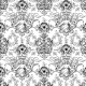 Fabric 51427 | ROCOCO Ozdobny Wzór z Fantastycznymi Postaciami i Zwierzętami - Czarno-Biały 
