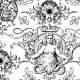 Fabric 51427 | ROCOCO Ozdobny Wzór z Fantastycznymi Postaciami i Zwierzętami - Czarno-Biały 