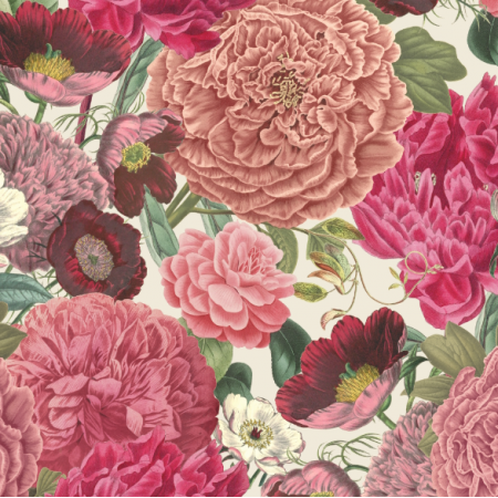 51428 | Barokowy Ogród Z Piwoniami - Kremowe tło 