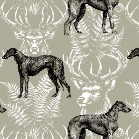 51500 | Psy Deerhound i Motywy Leśne z Jeleniem - Sage 