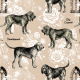 Fabric 51502 | Pies Bloodhound i Gotycka Legenda - Beżowe Tło 