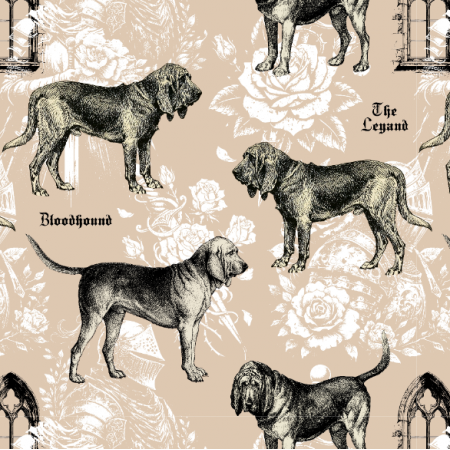 51502 | Pies Bloodhound i Gotycka Legenda - Beżowe Tło 