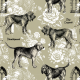 Fabric 51503 | Pies Bloodhound i Gotycka Legenda - Sage 