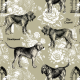 Fabric 51503 | Pies Bloodhound i Gotycka Legenda - Sage 