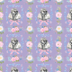 Fabric 51506 | Pies Pudel i Barokowe Kwiaty - LAwendowe Tło 