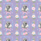 Fabric 51506 | Pies Pudel i Barokowe Kwiaty - LAwendowe Tło 