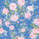Fabric 51508 | Barokowe Kwiaty Na Niebieskim Tle 