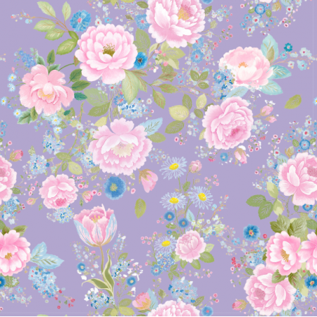 51513 | Barokowe Kwiaty na Lawendowym Tle 