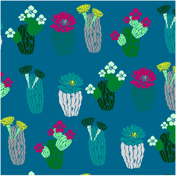 Tkanina 7138 | kaktusowe indygo