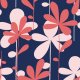 Tkanina 8602 | HANAE- czerwono-różowe kwiaty na niebieskim tle
