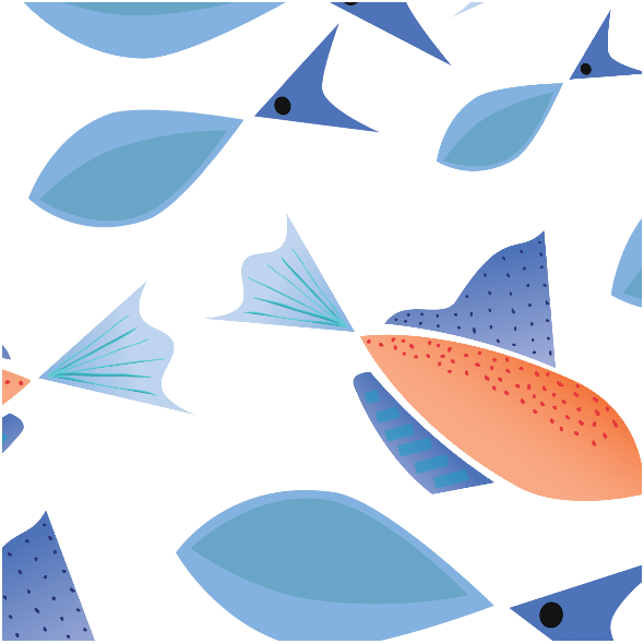 Fabric 9235 | Andria niebieskie rybki