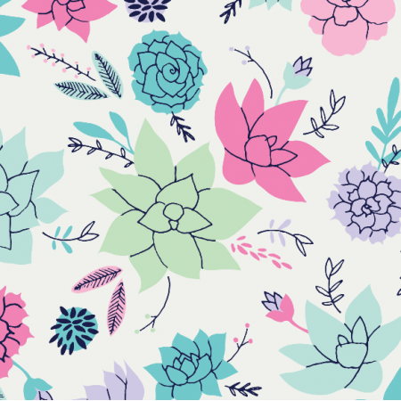 Fabric 9596 | Succulents print in pink